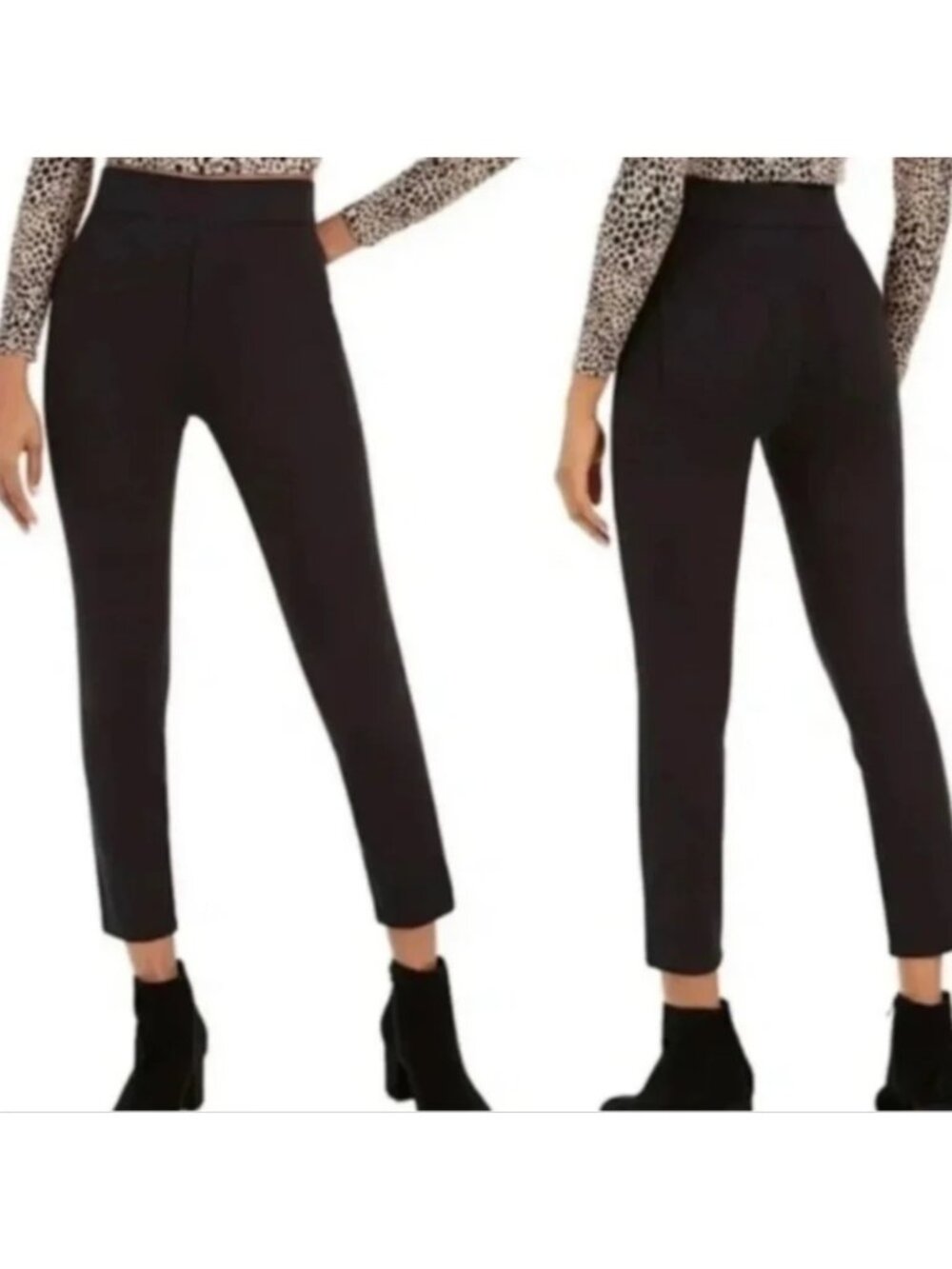 Spanx The Perfect Pant Petite M Black Ankle Length Slim Fit Pull-On (OO546)